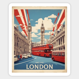 London England Double Decker Bus Vintage Travel Tourism Sticker